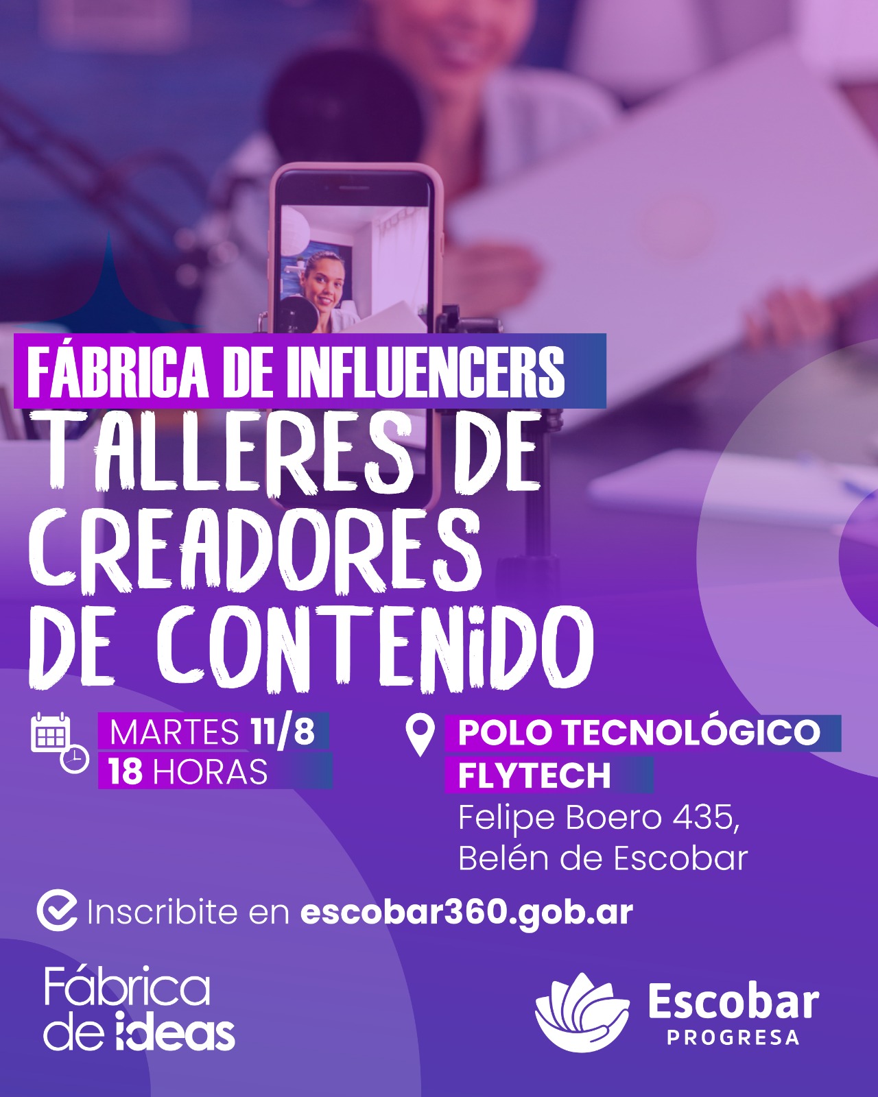 Flyer: Talleres de Creadores de Contenido — Fábrica de Influencers